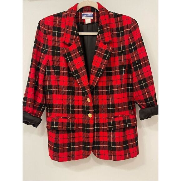 Vintage Pendleton plaid wool blazer - Picture 1 of 10